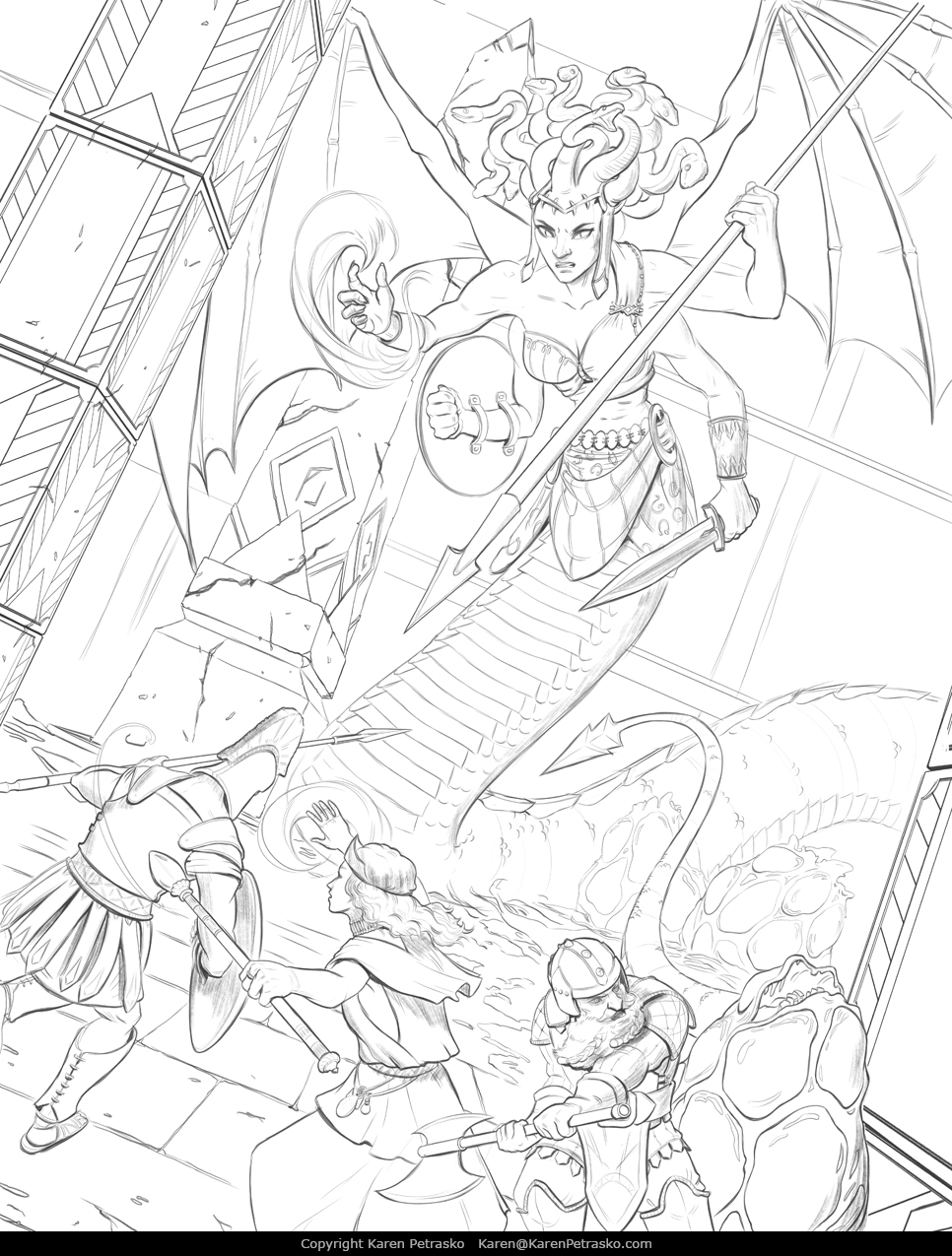 Sketch for Mother of Monsters cover art by Zagora Games