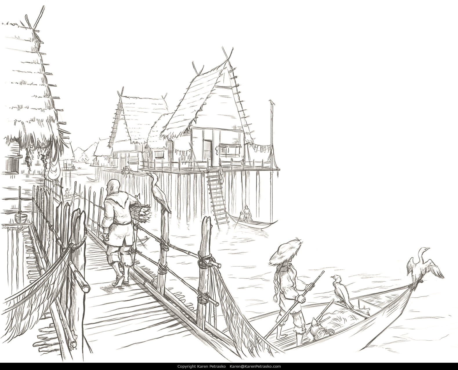 Fishing village D&D interior art for Spectacular Settlements by Nord Games