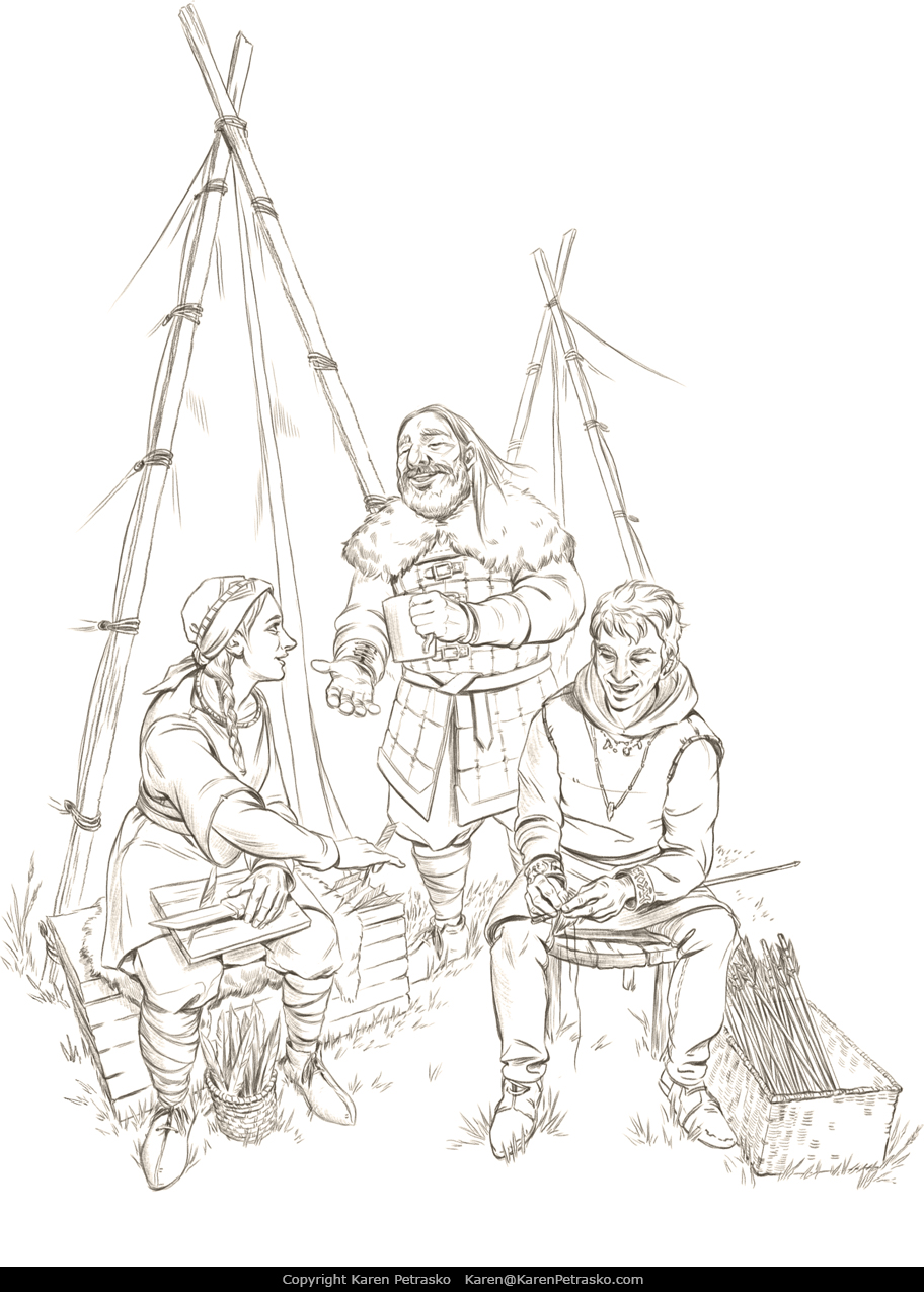 Campfire adventurers D&D art for The Ultimate Guide to Alchemy by Nord Games